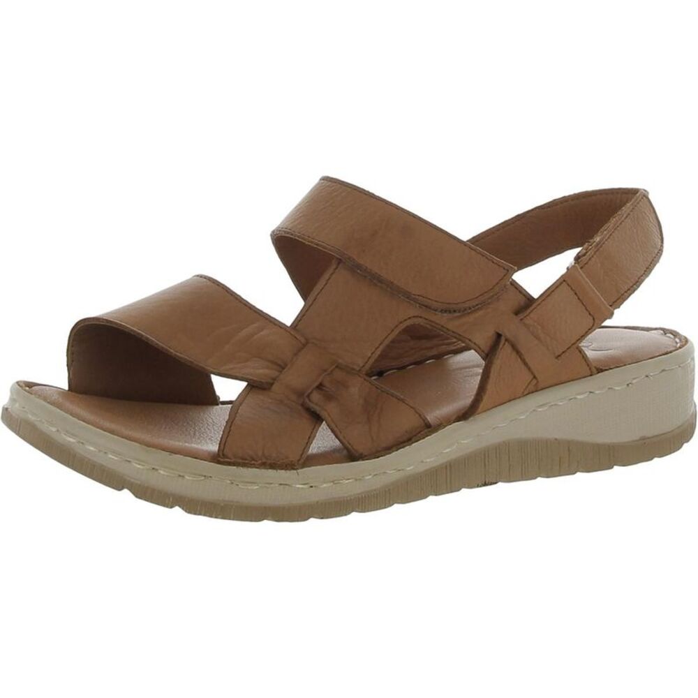 Lonza Womens Tan Faux Leather Ankle Strap Strappy Wedge Sandals Shoes NWT